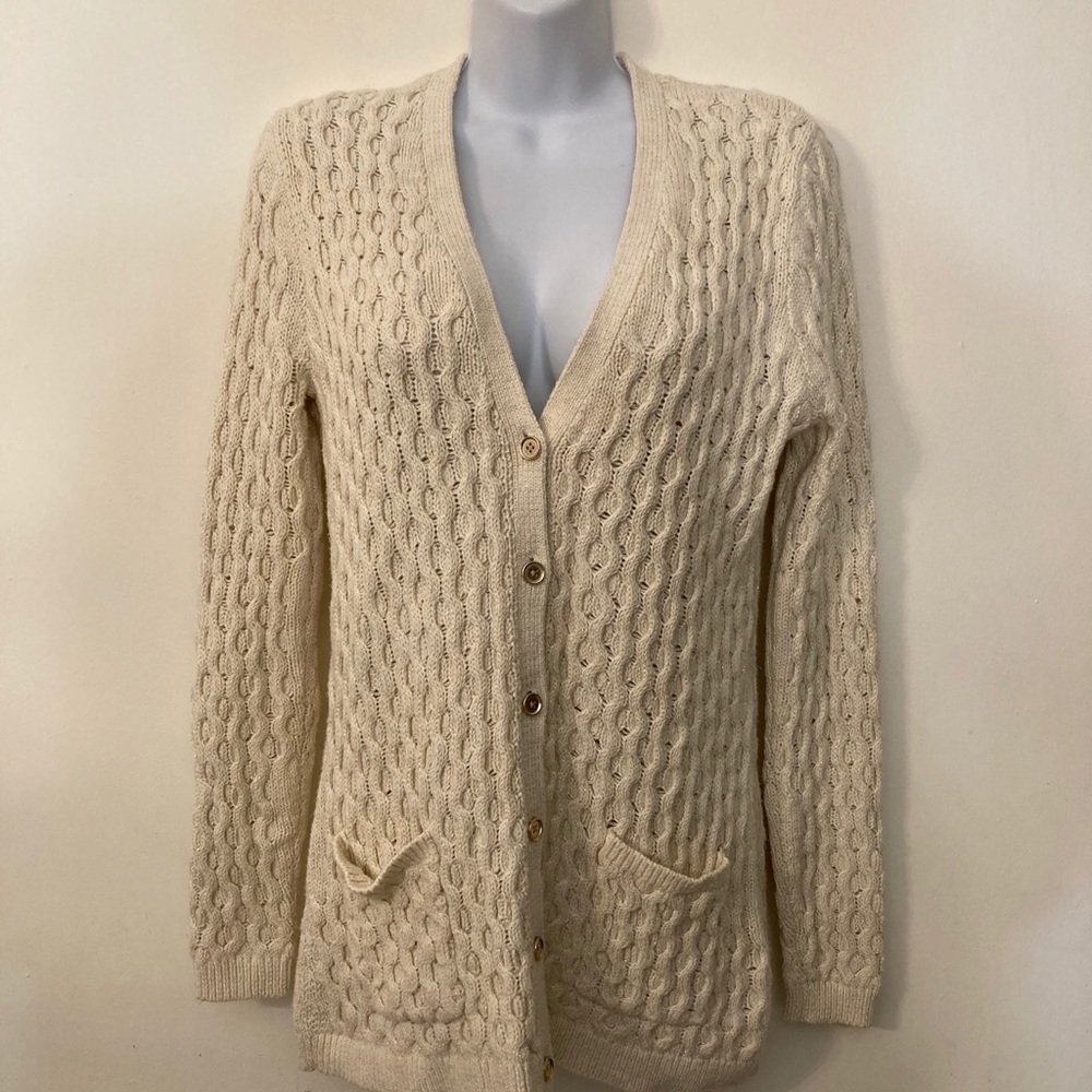 Lands End cable knit cardigan